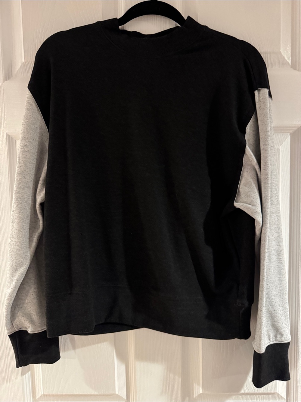 Women's Black Crewneck with Light Gray Sleeves
